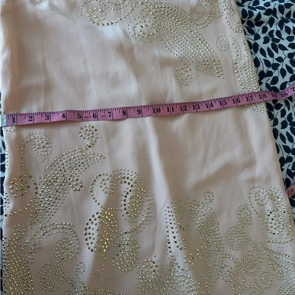 Trina Turk Peachy/Pinkish Glitterati Embellished Paisley 100% Silk Shift Dress 2