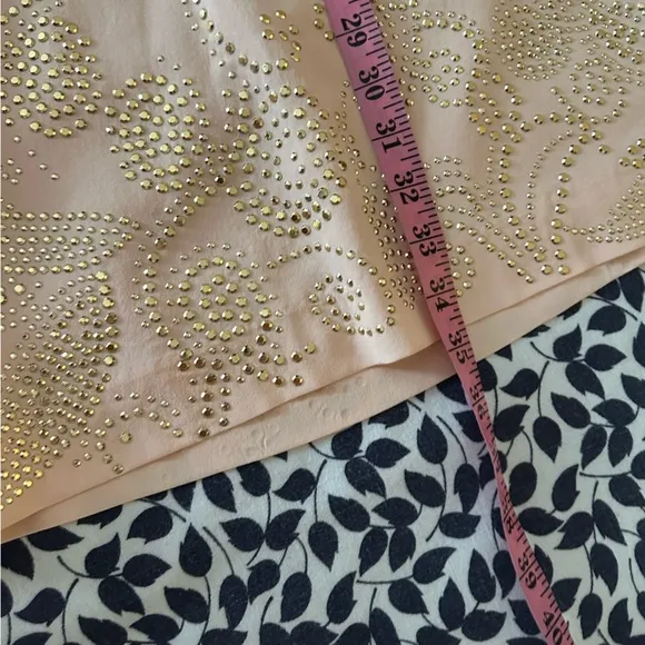 Trina Turk Peachy/Pinkish Glitterati Embellished Paisley 100% Silk Shift Dress 2