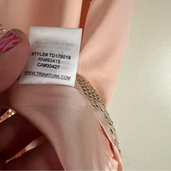 Trina Turk Peachy/Pinkish Glitterati Embellished Paisley 100% Silk Shift Dress 2