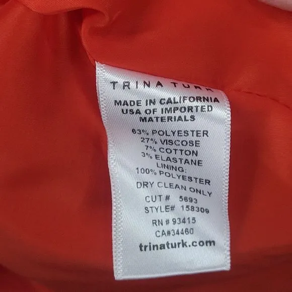 Trina Turk Sylvia Dress Orange with Pockets size 6