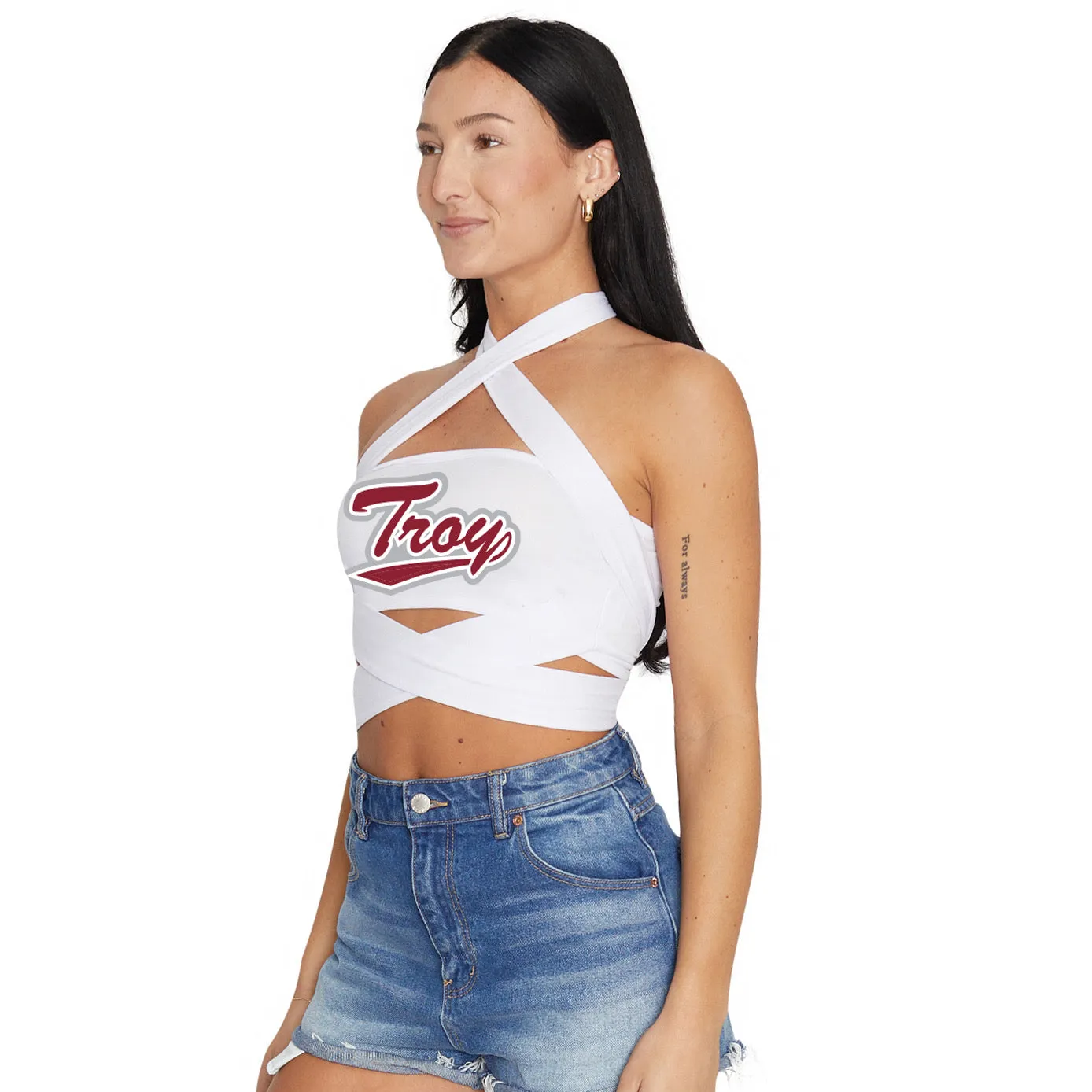 Troy University White Multi Way Bandeau Top