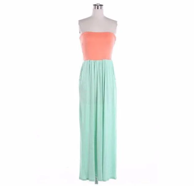 Tubeless Top Maxi Dress with Pockets