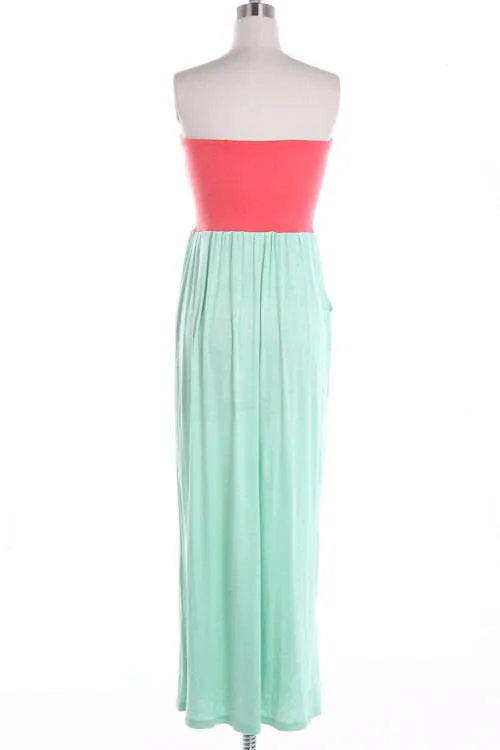 Tubeless Top Maxi Dress with Pockets
