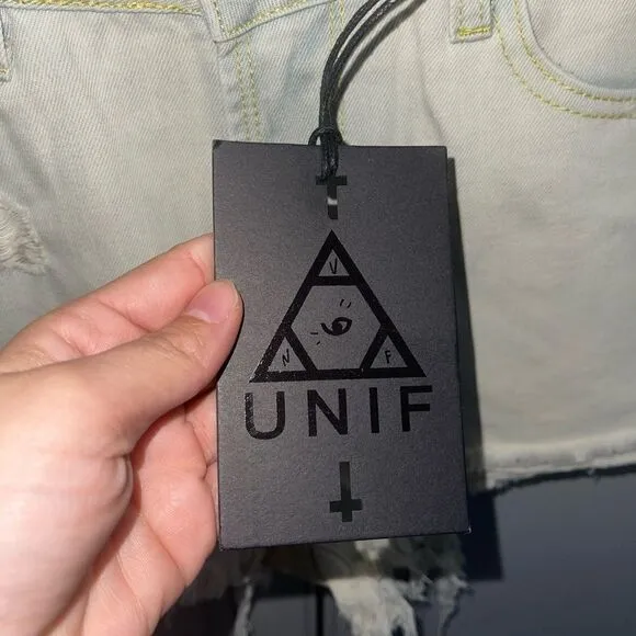 UNIF Distressed light wash cut off denim shorts size 27