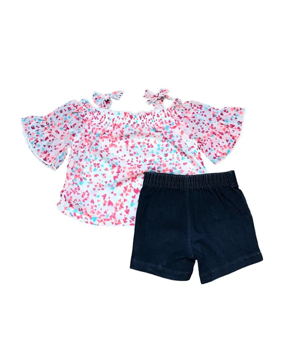 unik Girl Cold Shoulder Floral Short Set 2-14