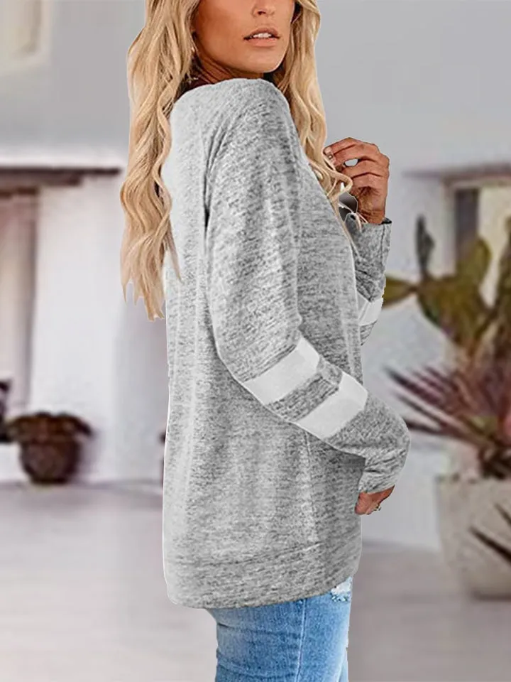 V-Neck Raglan Striped Sleeve T-Shirt (3 Colors)
