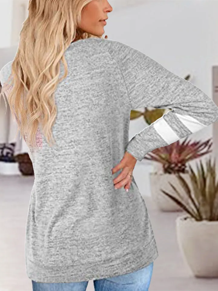 V-Neck Raglan Striped Sleeve T-Shirt (3 Colors)