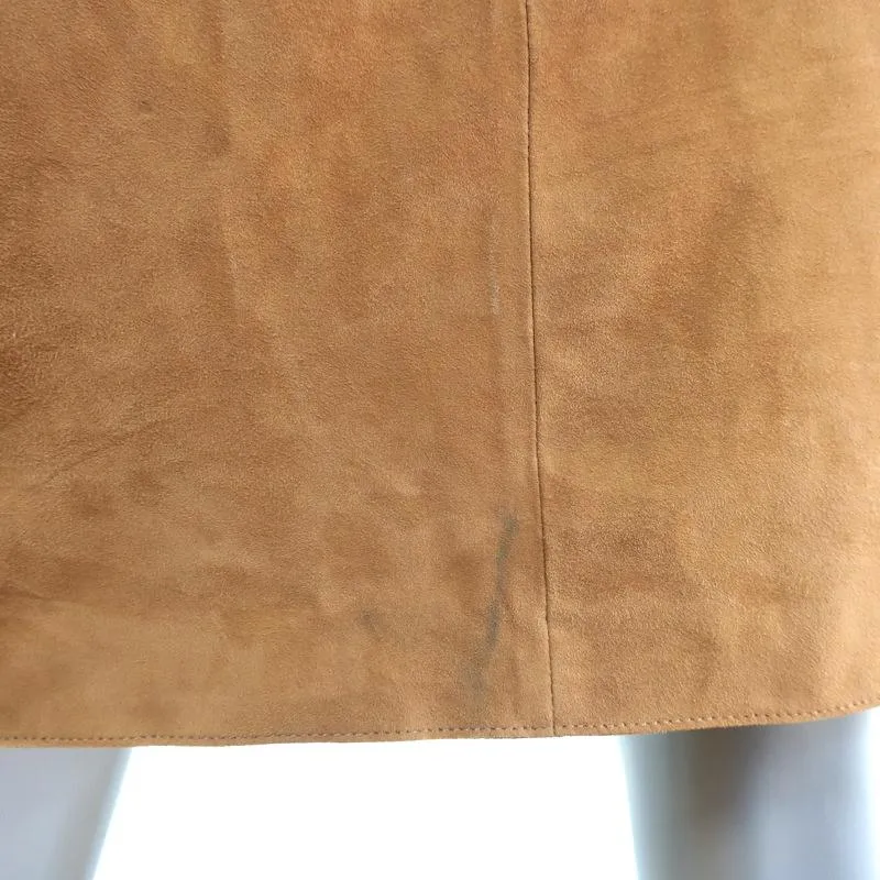 Vince Suede Shift Dress Camel Size Extra Small V-Neck 3/4 Sleeve Mini