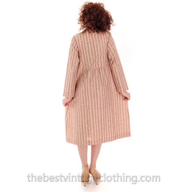 Vintage Marimekko Dress 1970s  Womens S 38/10 Shift Dress Pink & Cream Mini Print Stripe