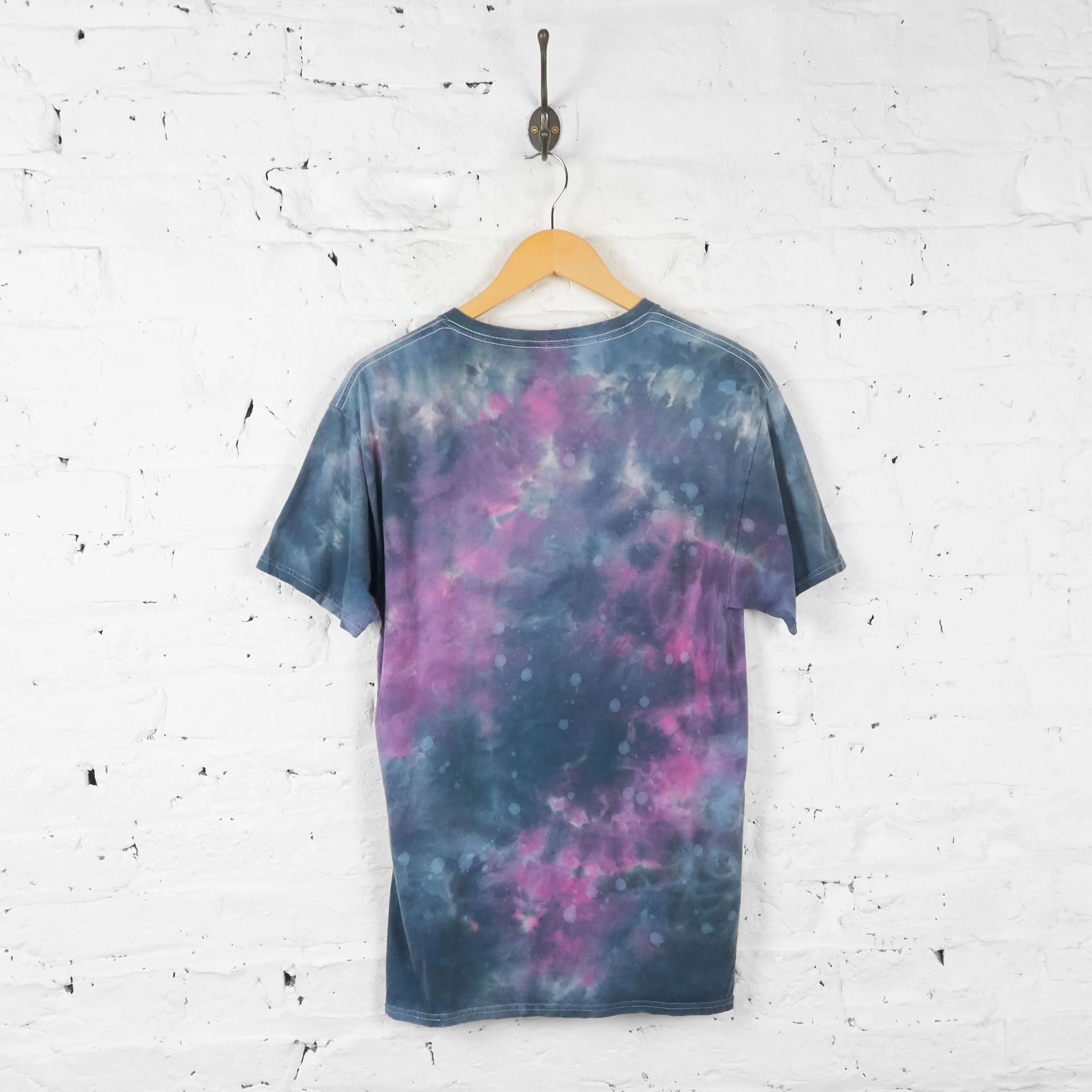 Vintage Tie Dye Kitten Space T-shirt - Purple/Blue - M