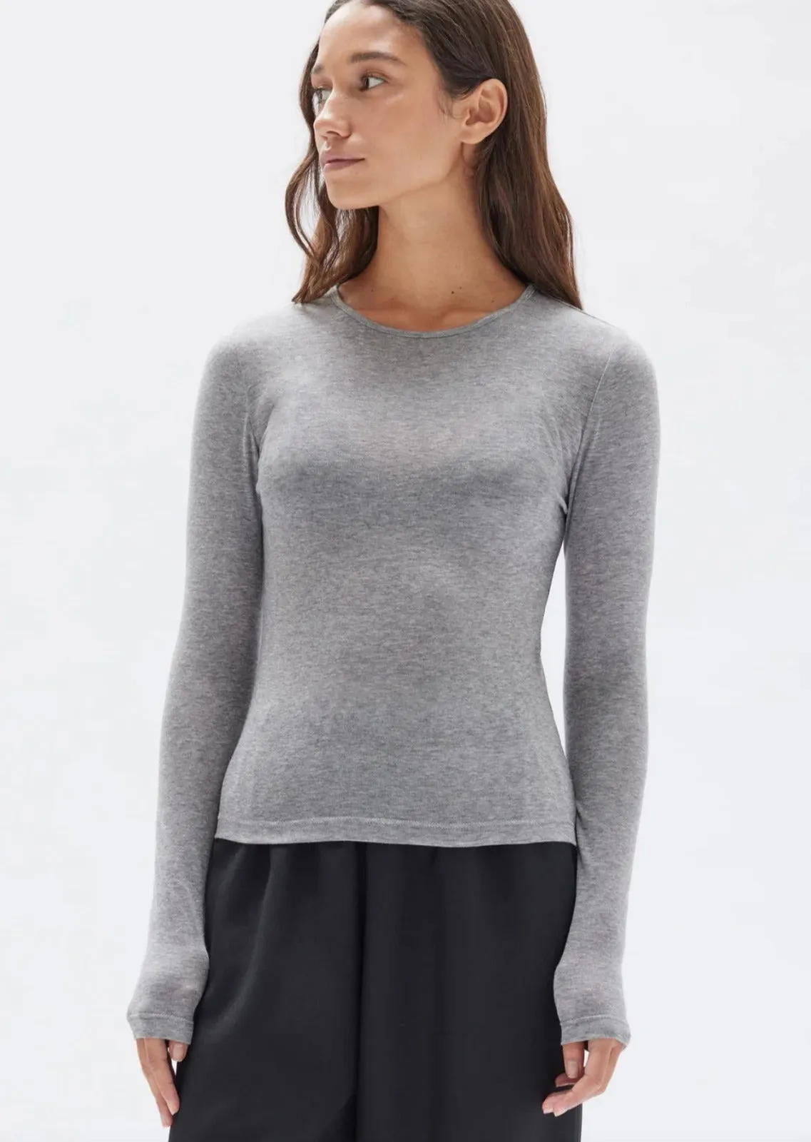 Violet Long Sleeve Tee Grey Marle