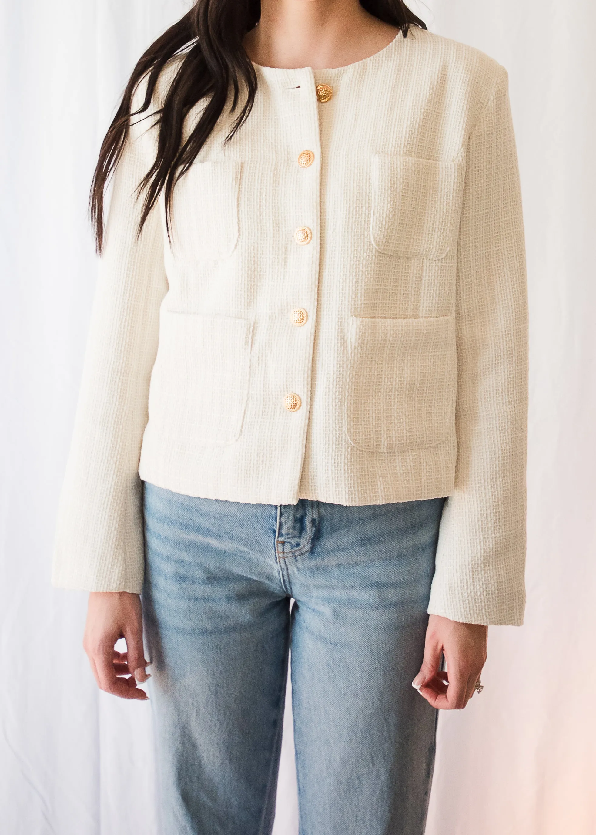 What I Love About Sundays Ivory Tweed Coat