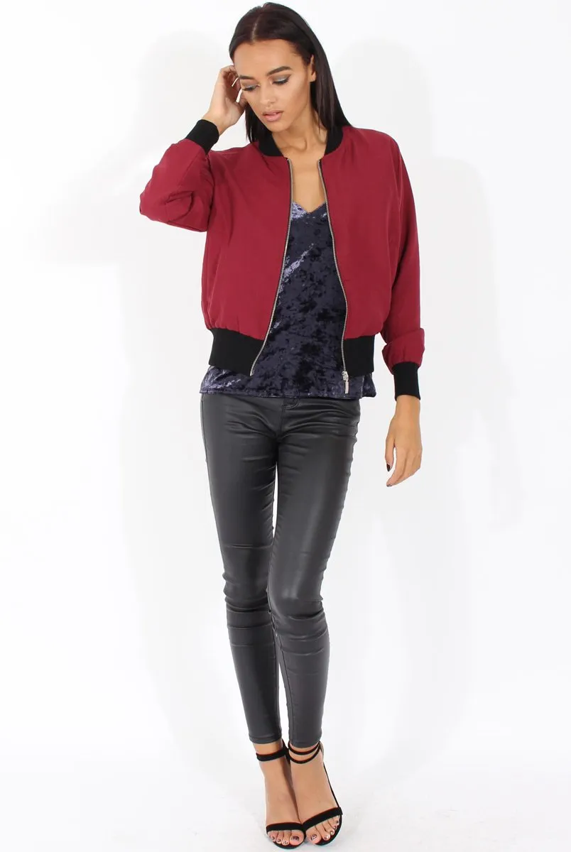 Wine Bomber Jacket - Maisie