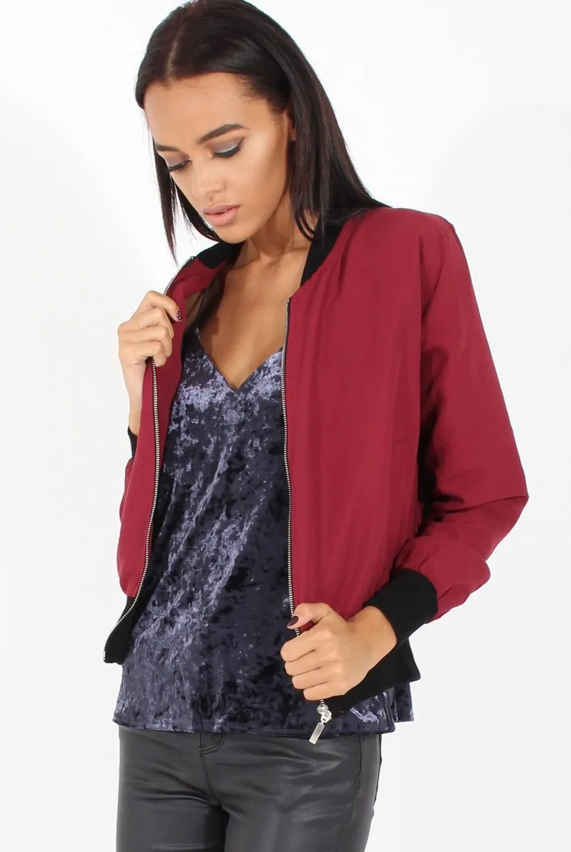 Wine Bomber Jacket - Maisie