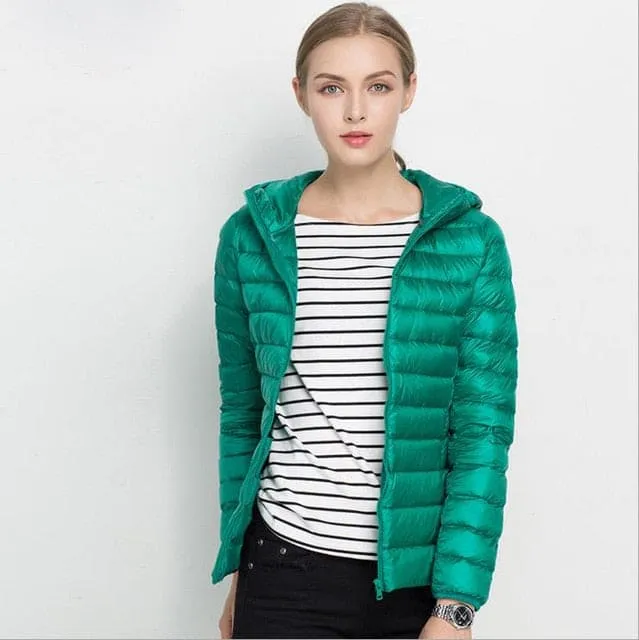 Winter Ultra Light Hooded Down Jacket Women Wear