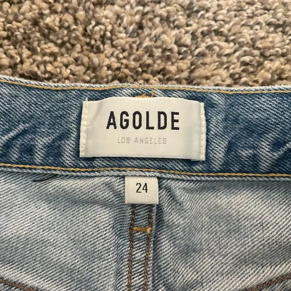Women’s AGOLDE Parker Distressed Denim Jean Shorts Light Blue Size 24