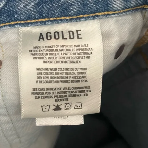 Women’s AGOLDE Parker Distressed Denim Jean Shorts Light Blue Size 24