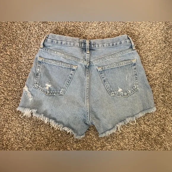 Women’s AGOLDE Parker Distressed Denim Jean Shorts Light Blue Size 24
