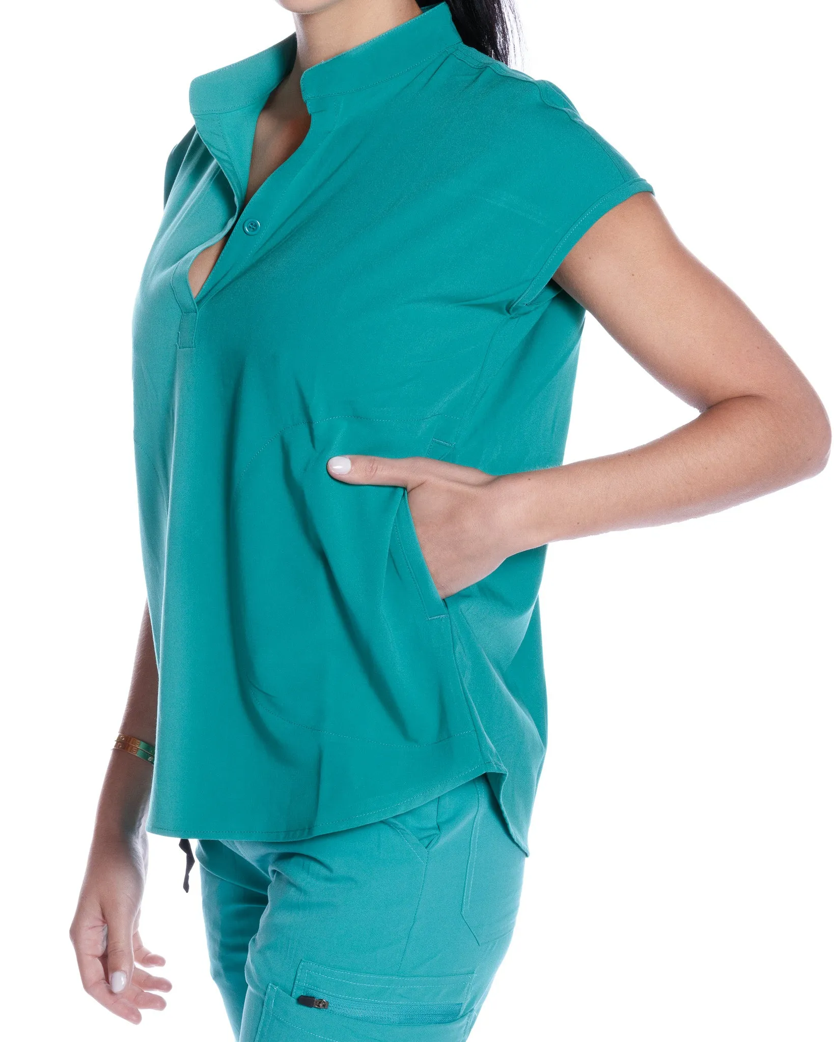 Women's Angie Teal Scrub Top