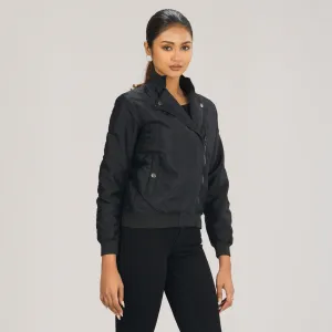 Womens Black Solid Bomber