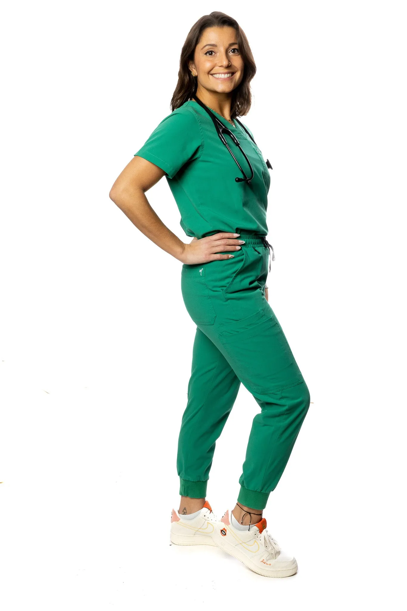 women's Hunter Green Scrub Top