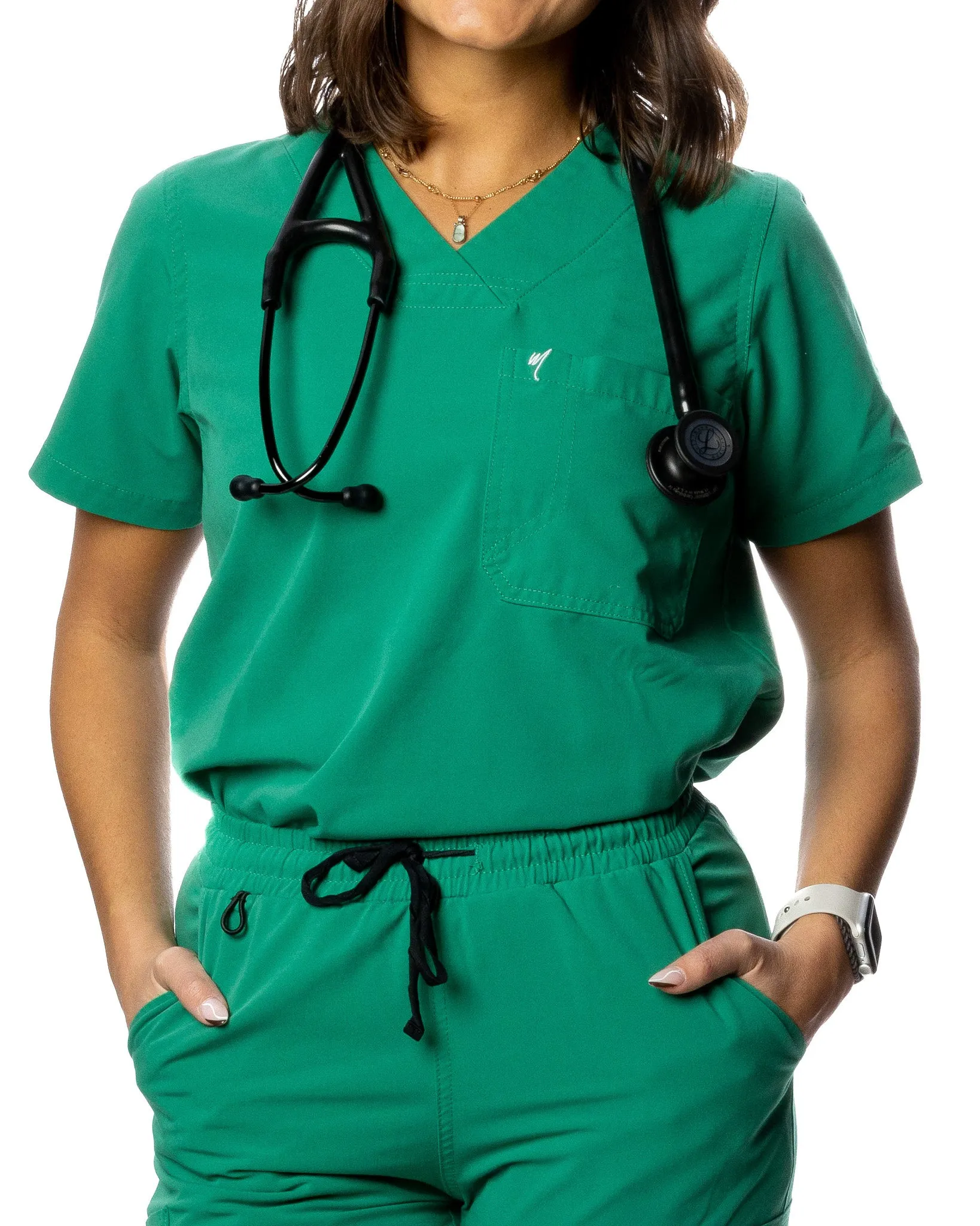 women's Hunter Green Scrub Top