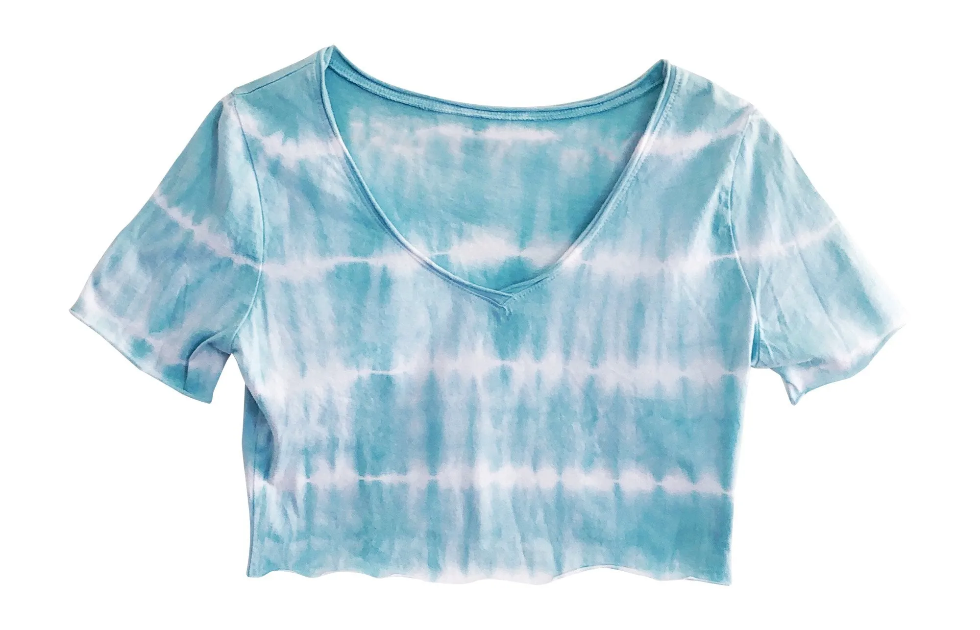 Women's Petite Crop Top, Purple Tie Dye