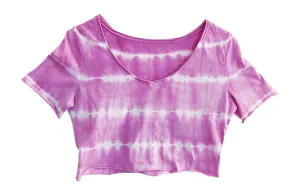 Women's Petite Crop Top, Purple Tie Dye