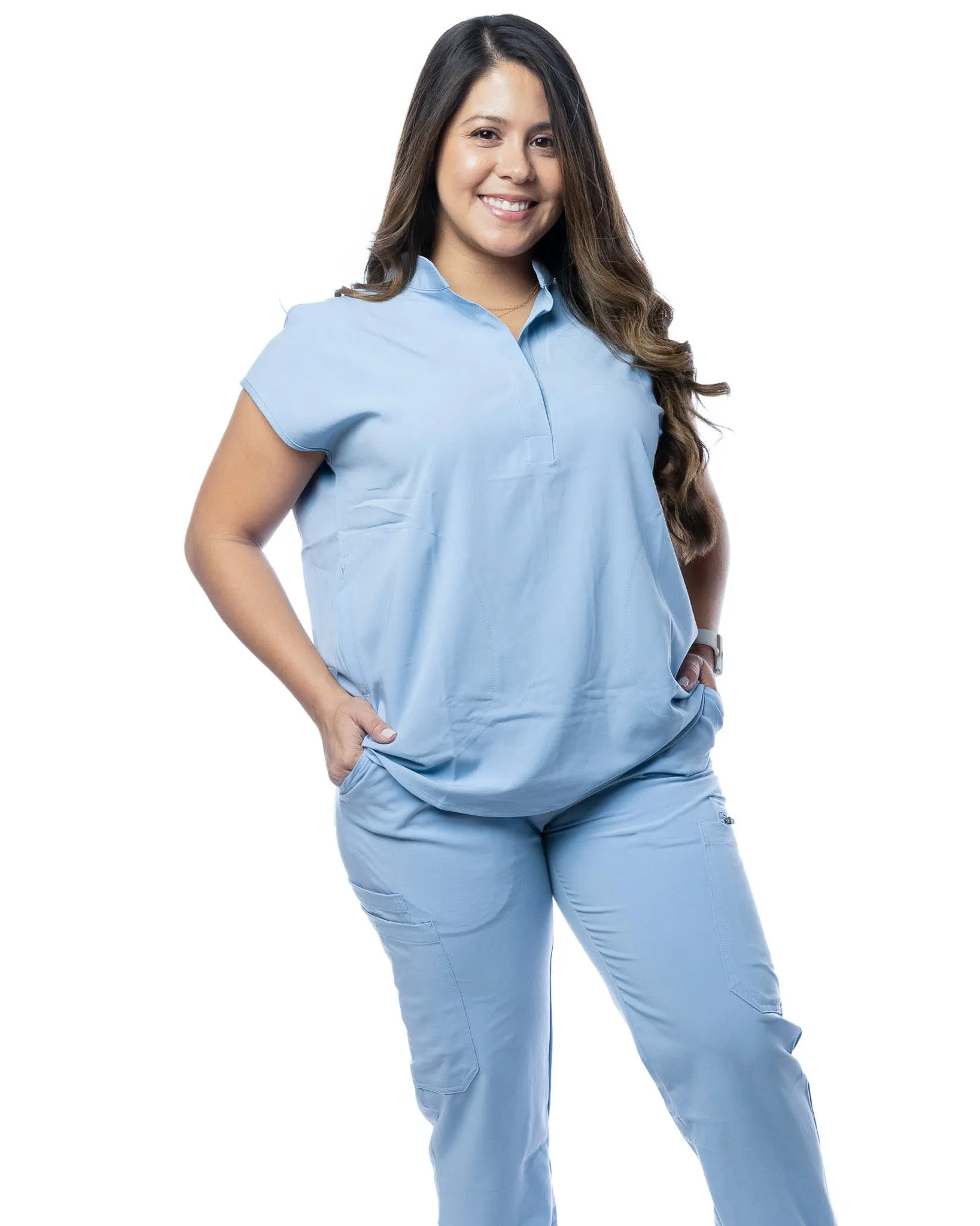 Women's Slate Blue Angie Scrub Top