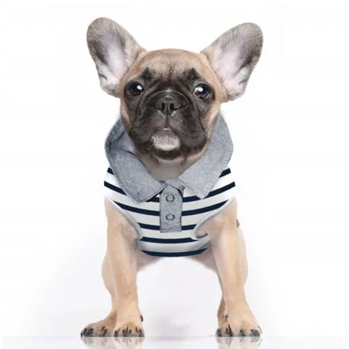 Yachtie Navy Stripe and Chambray Polo Dog Top