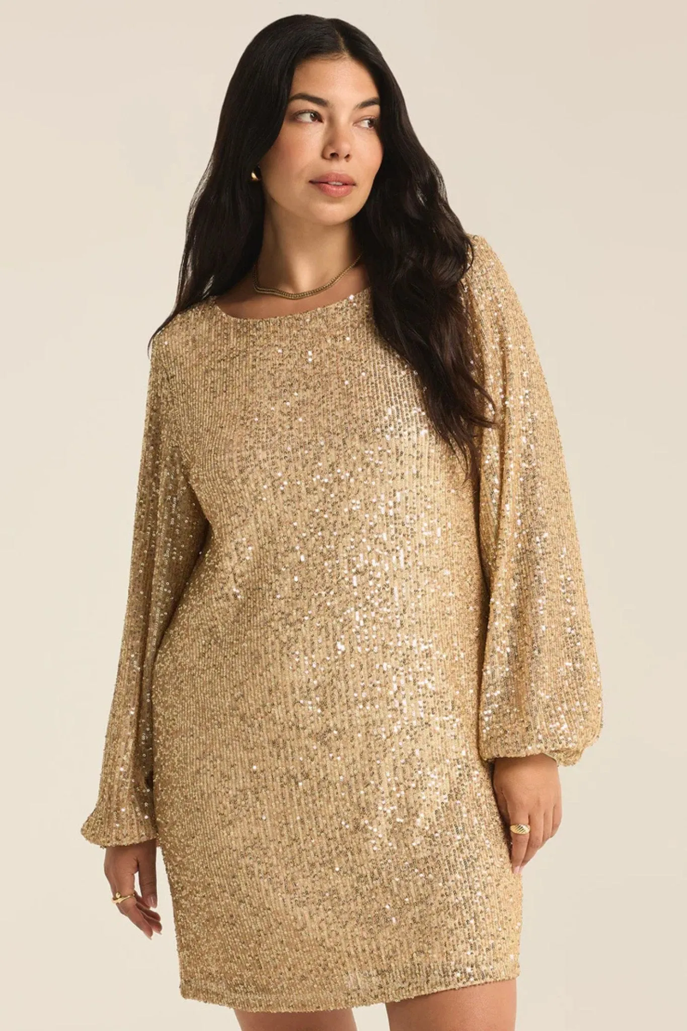 Z Supply: Andromeda Sequin Dress in Champagne