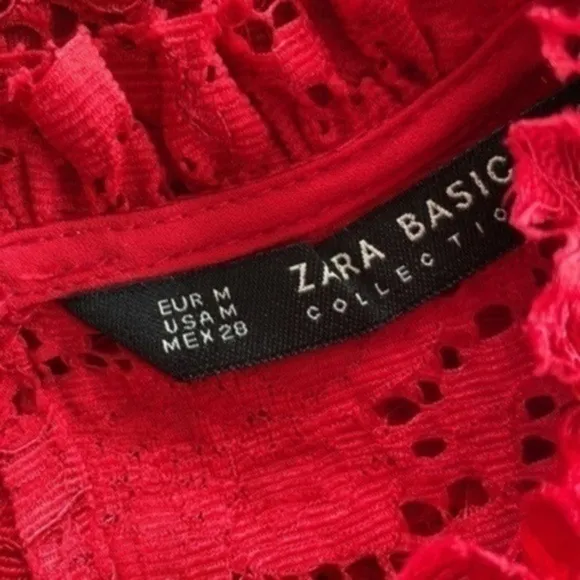 Zara Basic Red Lace Ruffled Dress​​​