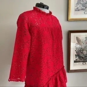 Zara Basic Red Lace Ruffled Dress​​​