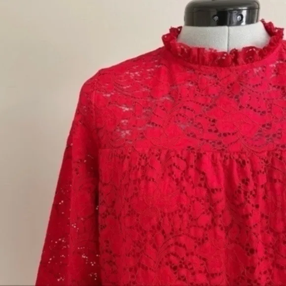 Zara Basic Red Lace Ruffled Dress​​​