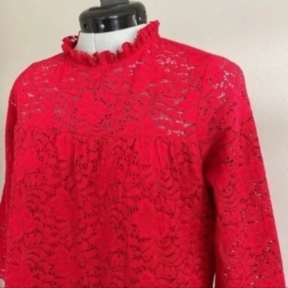Zara Basic Red Lace Ruffled Dress​​​