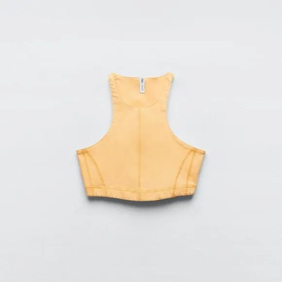 ZARA DENIM MATCHING SET CROP TOP AND BIKER SHORTS TWO PIECE
