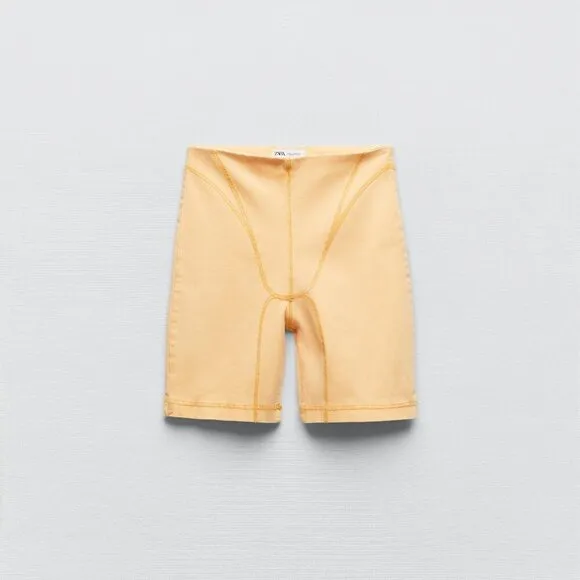 ZARA DENIM MATCHING SET CROP TOP AND BIKER SHORTS TWO PIECE
