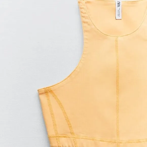 ZARA DENIM MATCHING SET CROP TOP AND BIKER SHORTS TWO PIECE