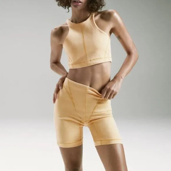 ZARA DENIM MATCHING SET CROP TOP AND BIKER SHORTS TWO PIECE