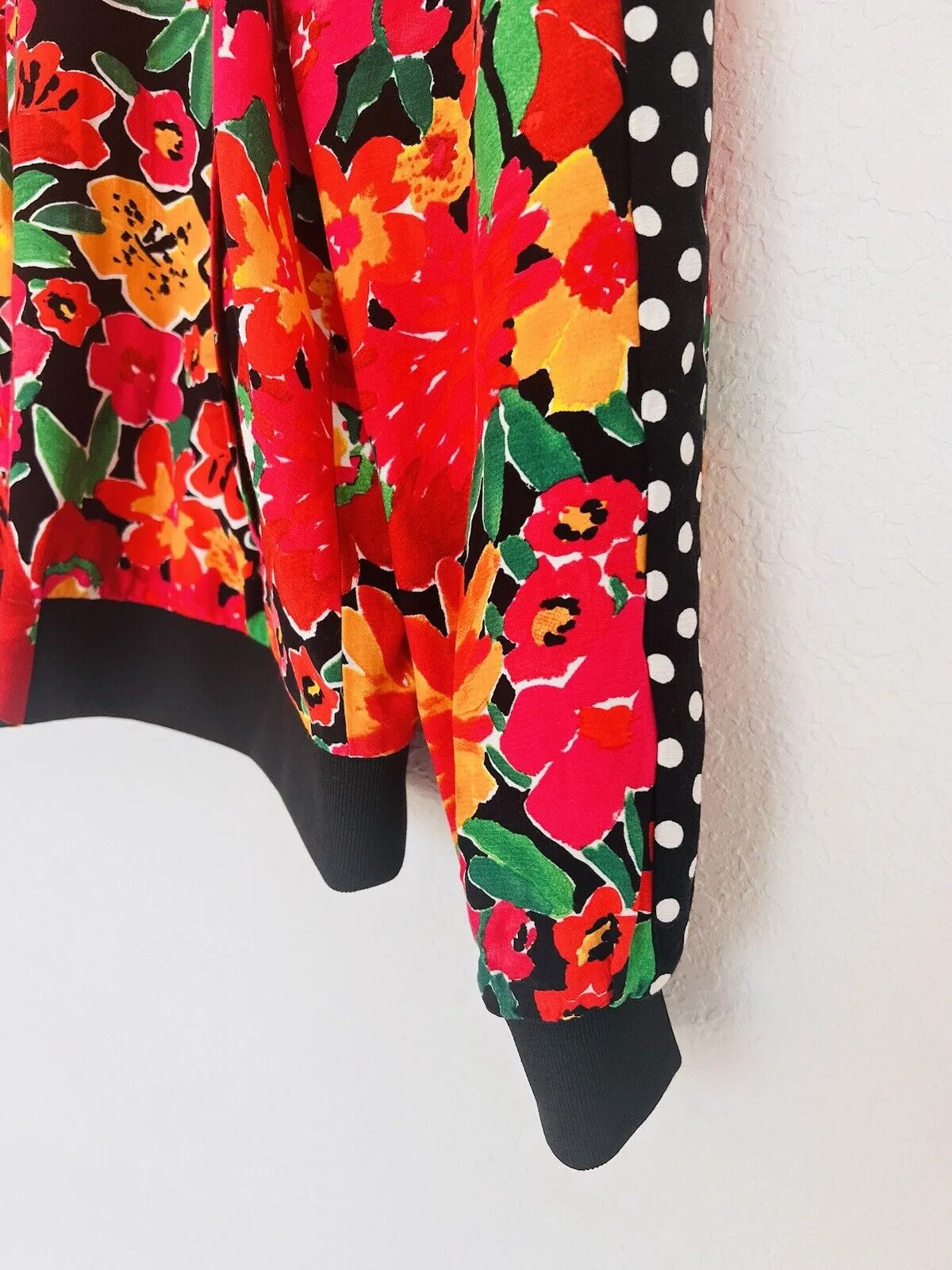 ZARA TRF Collection Floral Polka Dot Bomber Jacket Sz S Red Long Sleeve Y2K 90s