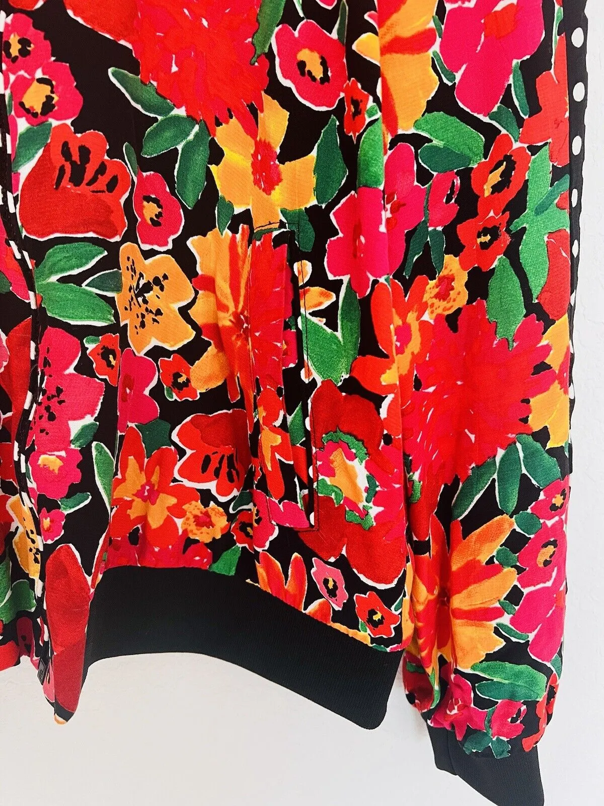 ZARA TRF Collection Floral Polka Dot Bomber Jacket Sz S Red Long Sleeve Y2K 90s