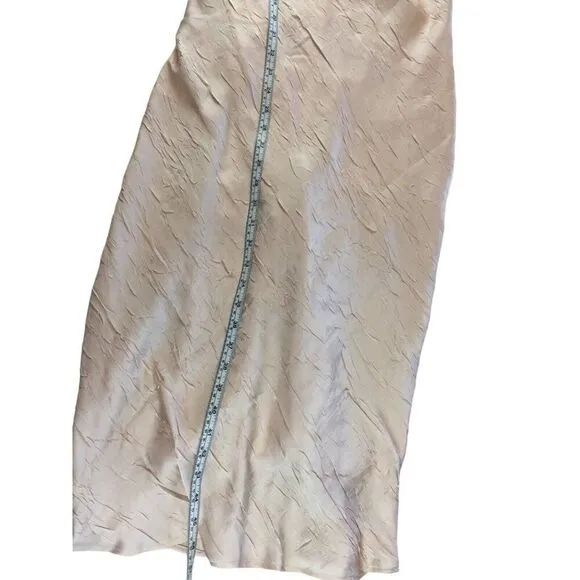 Zara Womens Midi Dress Wrinkled Look Beaded Beige Pink S Small 1165/152 NWT