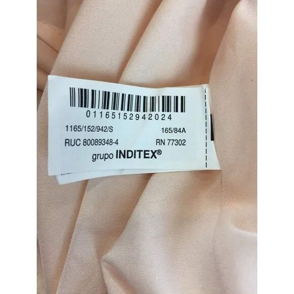 Zara Womens Midi Dress Wrinkled Look Beaded Beige Pink S Small 1165/152 NWT