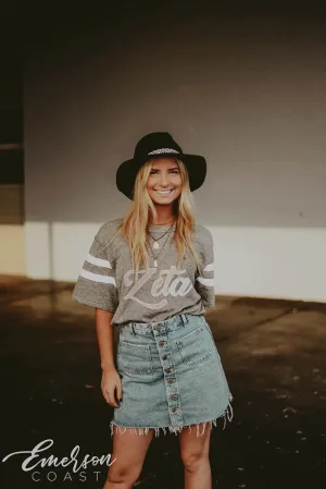 Zeta Tau Alpha Striped Football Tee