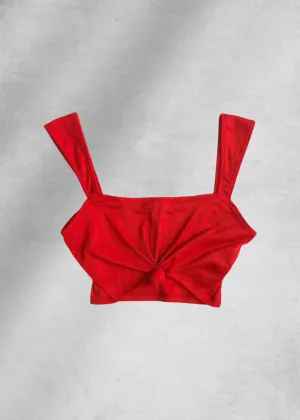Zoe Knotted Crop Top - Red
