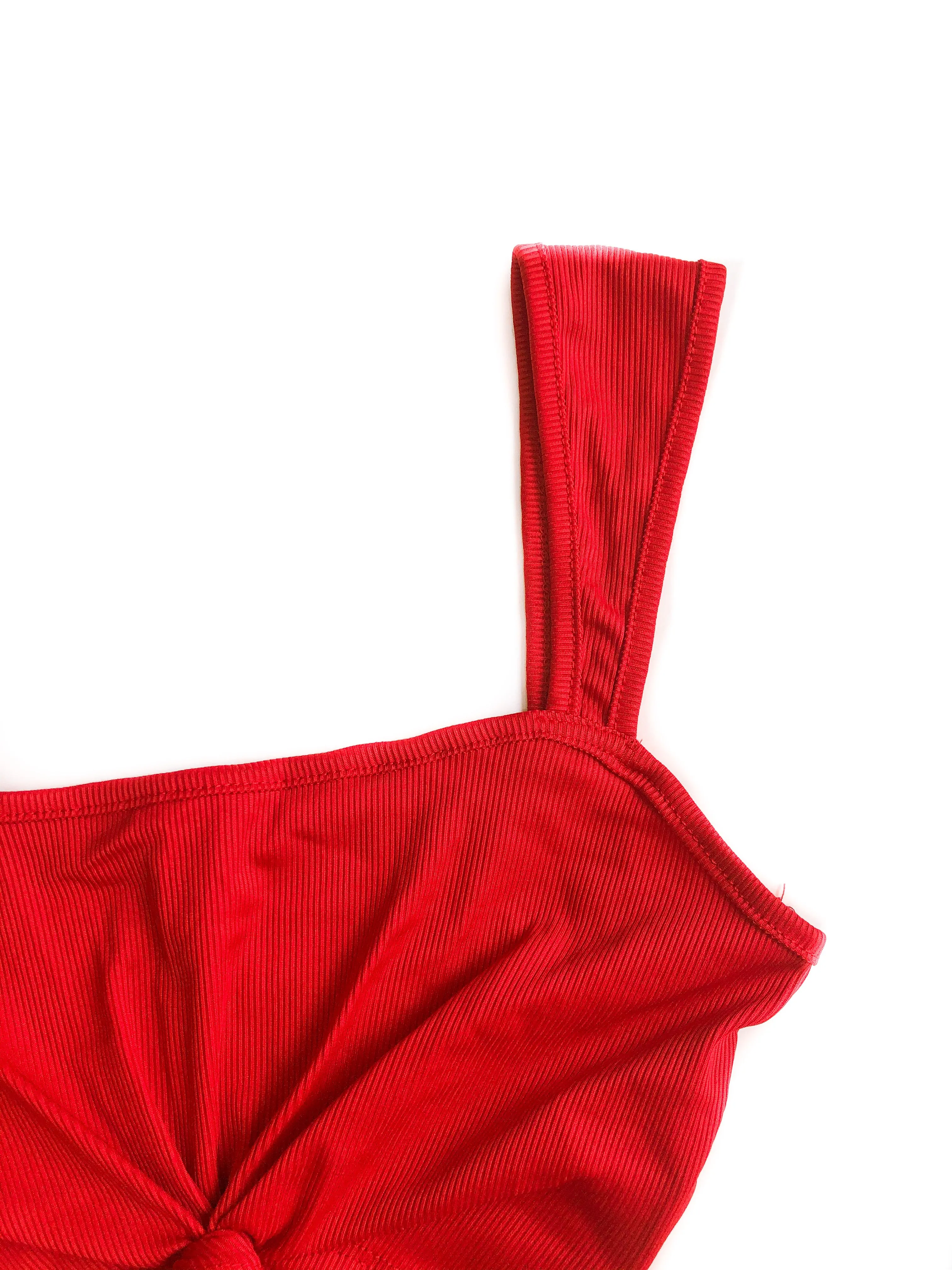 Zoe Knotted Crop Top - Red