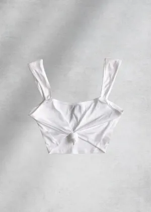 Zoe Knotted Crop Top - White